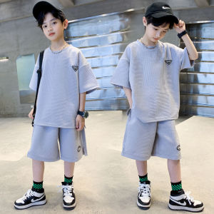 Melo Boys Suit Summer 2025 New Trendy Cool Handsome Bboy Loose Short Sleeves + Shorts Two-Piece Set