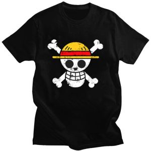 Bandai | One Piece Mens T-Shirt Monkey D. Luffy Japanese Anime Summer Boy Childrens Short Sleeve High Quality Parent-Child Wear