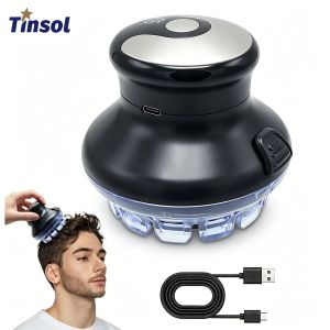 TINSOL Head Automatic Hair Clipper Wireless Round Hair Trimmer with LED Display Adjustable Length 3-12mm DIY Haircut Kit