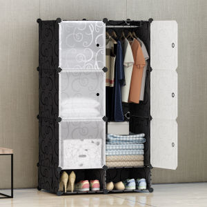 Plastic Simple Wardrobe Cloth Minimalist Modern Economical Dormitory Steel Frame Wardrobe Assembly Storage Organizer Cabinet Single