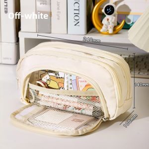 XUEDELE | High Aesthetics Ins Style Pure Color Simple Multi-layer Large Capacity Pen Bag