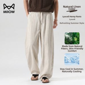 MiiOW | Linen Lyocell Tencel Old Money Style Thin Straight Leg Pant