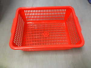 Kitchen Plastic Washing Basket Thickened Large Size Rectangular Drainage Storage Basket Red And Green Square Sieve Basket