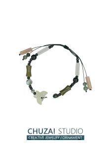 สร้อยข้อมือลูกปัดไผ่ลายผีเสื้อสำหรับผู้หญิง ดีไซน์ใหม่ สไตล์ย้อนยุค สร้อยข้อมือลูกปัดไผ่แบบทันสมัย ชุดเครื่องประดับมือ