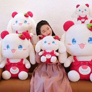 Gấu bông thỏ cinnamaroll miệng cười mặc áo yếm hình gấu dâu losto siêu dễ thương siêu hot (22cm---70cm) vải miniso 4 chiều cao cấp êm ái