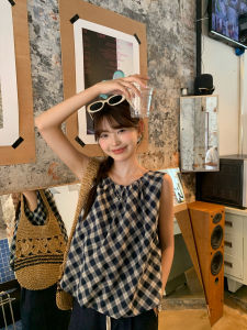 Áo Vest Không Tay Cổ Treo Họa Tiết Kẻ Caro Phong Cách Nghệ Thuật Cổ Điển Mùa Hè Cho Nữ Thiết Kế Đa Năng Thon Gọn