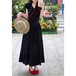 Homecore | Elegant Waist-cinching Black Dress Summer Women