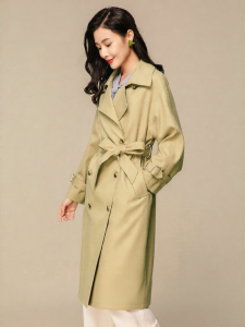 HENGYUANXIANG | Trendy Vintage Double Breasted Peacoat with Waist Tie