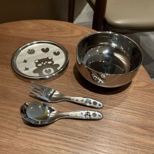 Bát Trẻ Em Inox 304 Bộ Đồ Gia Dụng Có Nắp Cơm Cho Bé Ăn Chống Nóng Cách Nhiệt Hai Lớp Chống Rơi Hoạt Hình Đáng Yêu
