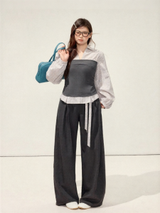 JULULOOK | Bộ Áo Sơ Mi Caro Dập Ly Kèm Quần Tây Phong Cách Dễ Dàng (Size Lớn)