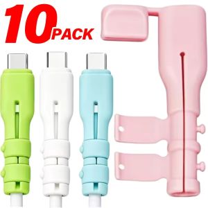 10Pcs Random Macaron Colors Charging Cable Protector Anti-Break Cable Organizer For USB-C Laptops Tablets Phone