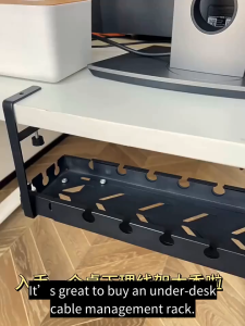 Adjustable Under Desk Cable Organizer 43–74cm | Double Layer Wire Management Tray & Cable Holder for Office Desk