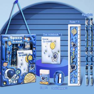 6-Piece Kids School Supplies Set Writing Tools with Cartoon 3D Raised Design Gift Box for Students Birthday Christmas