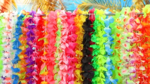 24pcs Hawaiian Flower Lei Party Decorations Multicolor Tropical Flower Necklace Summer Beach Luau Theme Party Supplies