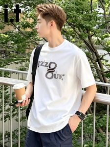 izzue | Alphabet Print Round Neck Short Sleeve T-Shirt for Men