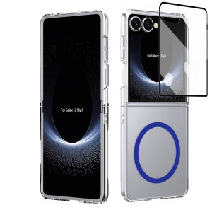 szhaiyu | For Magsafe Magnetic Clear Phone Case for Samsung Galaxy Z Flip8 Flip7 Flip6 Flip5 4 with Screen Protector Wireless Charge Cover