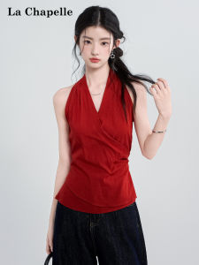 La Chapelle | V-Neck Waist-High Sense Off-Shoulder Slim Fit Sleeveless Short Top