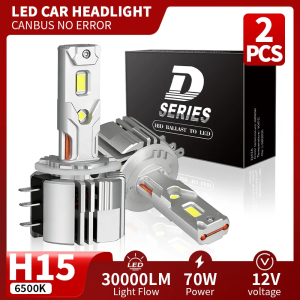 2PCS H15 LED Car Headlight Bulb 70W 1:1Headlight Canbus No Error DRL for Volkswagen BMW Golf7 High Beam Headlights Plug&Play 12V