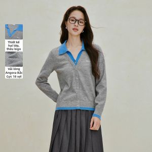 INMAN | Áo Sweater Hai Mảnh Giả V-neck Thêu