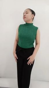 RM SUMMER HOT HIGH NECK SLEEVELESS KNITTED CASUAL BLOUSE FOR WOMEN