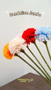Bunga Dandelion Jumbo Mawar Pom Pom Plastik Artificial PomPom Tangkai Palsu Minimalis Home