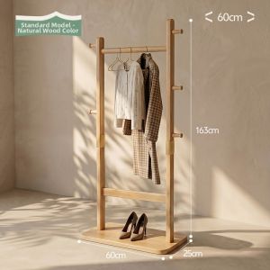 ZHUSHANXIA | Compact Wooden Standing Coat Rack