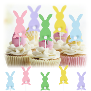 5pcs Easter Colorful Bunny Skewers: Perfect Party Supplies & Cake Decorations