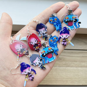 2/3/5 Pair Punk K-Pop Demon Hunters Acrylic Earrings for Women Mira Rumi Zoey Derpy Tiger Design Pendant Ear Accessory Fans Gift