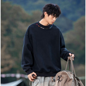เสื้อฮู้ดแบบลำลองสไตล์อเมริกัน ผ้าฝ้ายผสม เสื้อฮู้ดทรงหลวม แขนยาว ปกติ คอตั้ง ผ้าฝ้ายผสม เสื้อผ้าทำงานสำหรับเยาวชน