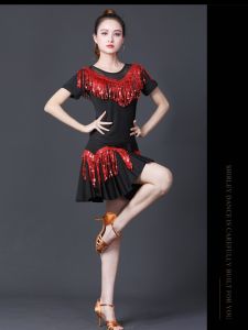 Shirley Dance Square Dance Costume Set with Fringe Sequin Short Skirt for Adults Performance Dancing Outfit Professional Latin