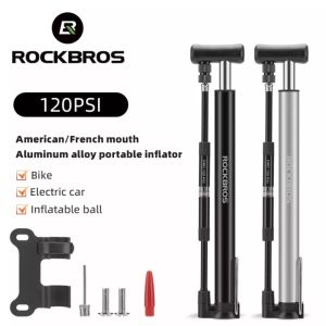 ROCKBROS Bơm Hơi Có Đồng Hồ Đo Máy Bơm Chân Bằng Hợp Kim Nhôm 120 PSI Bơm Xe Máy Tiện Dụng Máy Bơm Lốp Xe Đạp Điều Chỉnh Được AV/FV