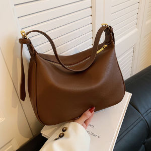 Fashionable Soft Leather Shoulder Bag Womens Autumn New Style Retro Underarm Bag Versatile Single Shoulder Bag Dumpling Shape