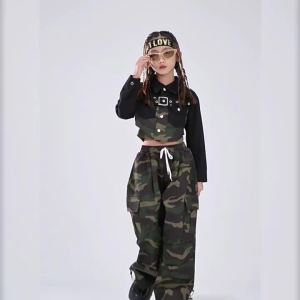 Trang phục biểu diễn nhảy jazz  cho trẻ em mùa thu thời trang cá nhân cho trẻ em trang phục hip hop cho bé gái jazz Bộ Thời Thượng 3.10