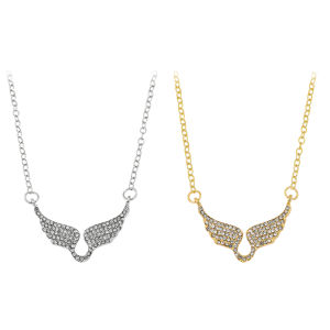 Bandai | Exquisite Luxury Shining Full of Zircon Gold Color Angel Wings Pendant Necklace for Women Fashion Designer Jewelry Accessories