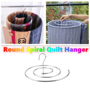 Round Spiral Quilt Sheets Hanger Stainless Steel Rotating Drying Rack Save Space Blanket Hanger Outdoor Home Balcony Hanger