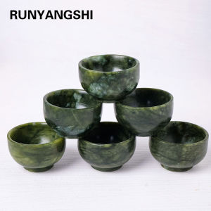 1PC Crystal Crafts Green Jade Healing Gemstone Round Shape Bowl For Home Decoration Handmade Folk Art Ornaments
