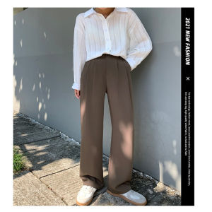 Black Casual Pants Womens 2024 New Small Size Spring Summer Ice Silk Thin Straight Leg Slimming Floor-Length Wide Leg Pants