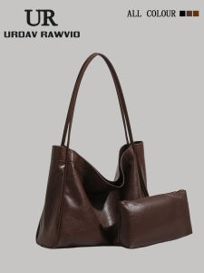 UR Brand Womens Large Capacity Soft Leather Shoulder Bag Commuter Tote Trendy Lazy Style Handbag Daily Match Universal Bag