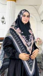 Khimar Pari Hijab Ceruti Printing AB-820 Kerudung Panjang Saja Tanpa Gamis