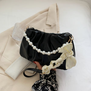 Cloud Pearl Foldable Womens Shoulder Bag Fashionable Summer New Arrival Versatile Soft PU Leather Magnetic Clasp Casual Crossbody Bag