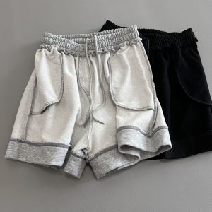 กางเกงขาสั้นผ้าฝ้ายผสมสําหรับผู้หญิง A016 สไตล์ลําลองสปอร์ตเอวหลวมจับคอลเลกชันฤดูร้อนได้ง่าย