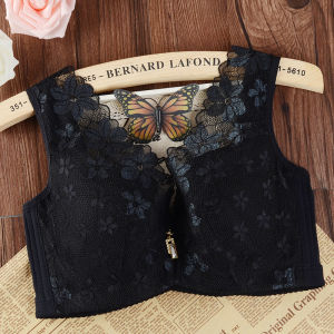 Ultra-Thin plus Size Bra with Steel Ring No Sponge Summer Backless Vest Style Four Buttons Adjustment Function Floral Pattern