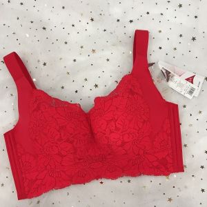 เต็มคัพ ลูกไม้ บราไร้สาย  ดีไซน์ ชุดชั้นในไร้ร่องรอยสําหรับหน้าอกใหญ่ดูเล็กสี่แถวหัวเข็มขัดชุดชั้นในบาง