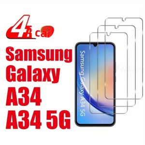 Bộ 4 Miếng Dán Bảo Vệ Màn Hình Kính Cường Lực 9H Chống Trầy Xước HD Trong Suốt Cho Samsung Galaxy A34 5G - Bảo Vệ Không Bóng Khí