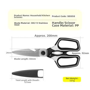 SHI BA ZI ZUO | Stainless Steel Food Scissors For Roast Meat & Chicken Bones Household Strong