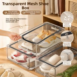 NAIFUNA | Oxidation-proof Yellowing-resistant Space-saving Foldable Thickened Transparent Shoe Box