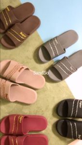 SandSo - Q12 PTY Sandals Sandal Wanita Karet Flip Flop Slip On Slipper Flipper Slide Sendal Jelly Teplek Flat Empuk Rumah Kamar Mandi Pantai Kantor Kerja Rubber Dewasa Casual Kasual Lentur Anti Air Licin Polos Plain Indoor Outdoor