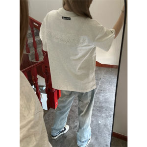 Áo Thun Tay Ngắn Thêu Hoa Cotton Nguyên Chất Phong Cách Đường Phố Mỹ Dành Cho Nữ Mùa Hè Thời Trang Thương Hiệu Thiết Kế Cảm Giác Cặp Đôi