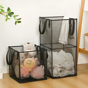 Folding Laundry Basket Organizer for Dirty Clothes Bathroom Clothes Breathable Mesh Storage Bag Large Capacity Basket
