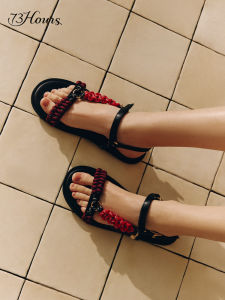 73Hours Womens Flat Roman Sandals Cream Soda 2025 Summer New Style Comfortable Outdoor Wear Versatile Not Tiring Footwear